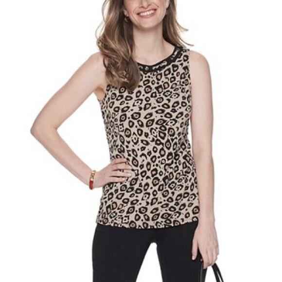 Dana Buchman leopard Shell Neck
Grommets Top - Picture 1 of 11
